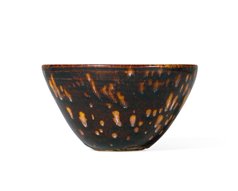 吉州窯剪紙貼花梅竹鴛鴦茶碗 - 图2