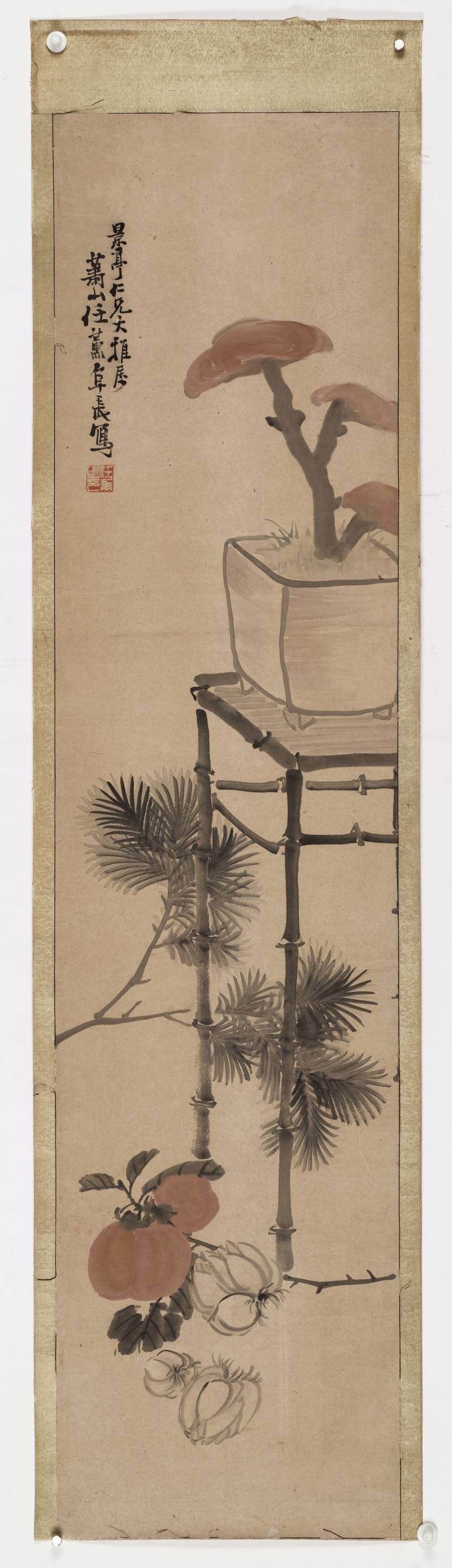 任薰 花卉四屏 - 图21