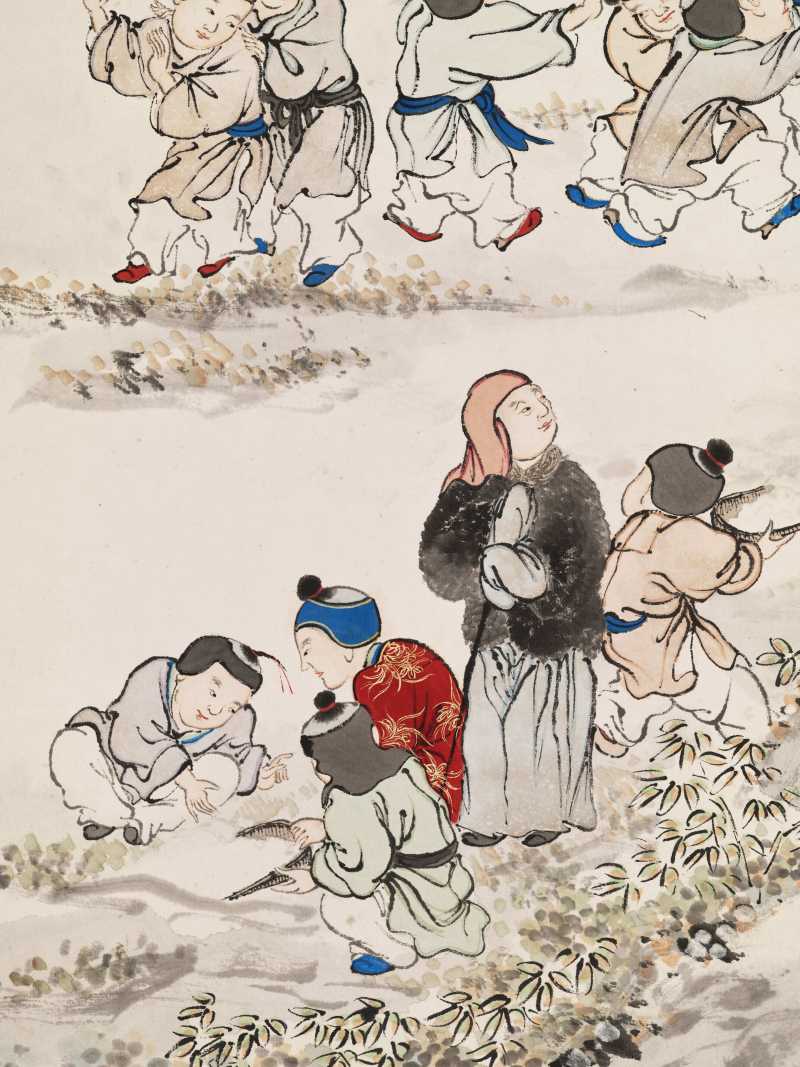 顾让 百子四屏 - 图51
