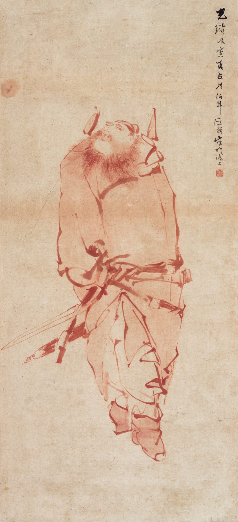 光绪戊寅（1878年）作 任颐（款） 朱砂钟馗