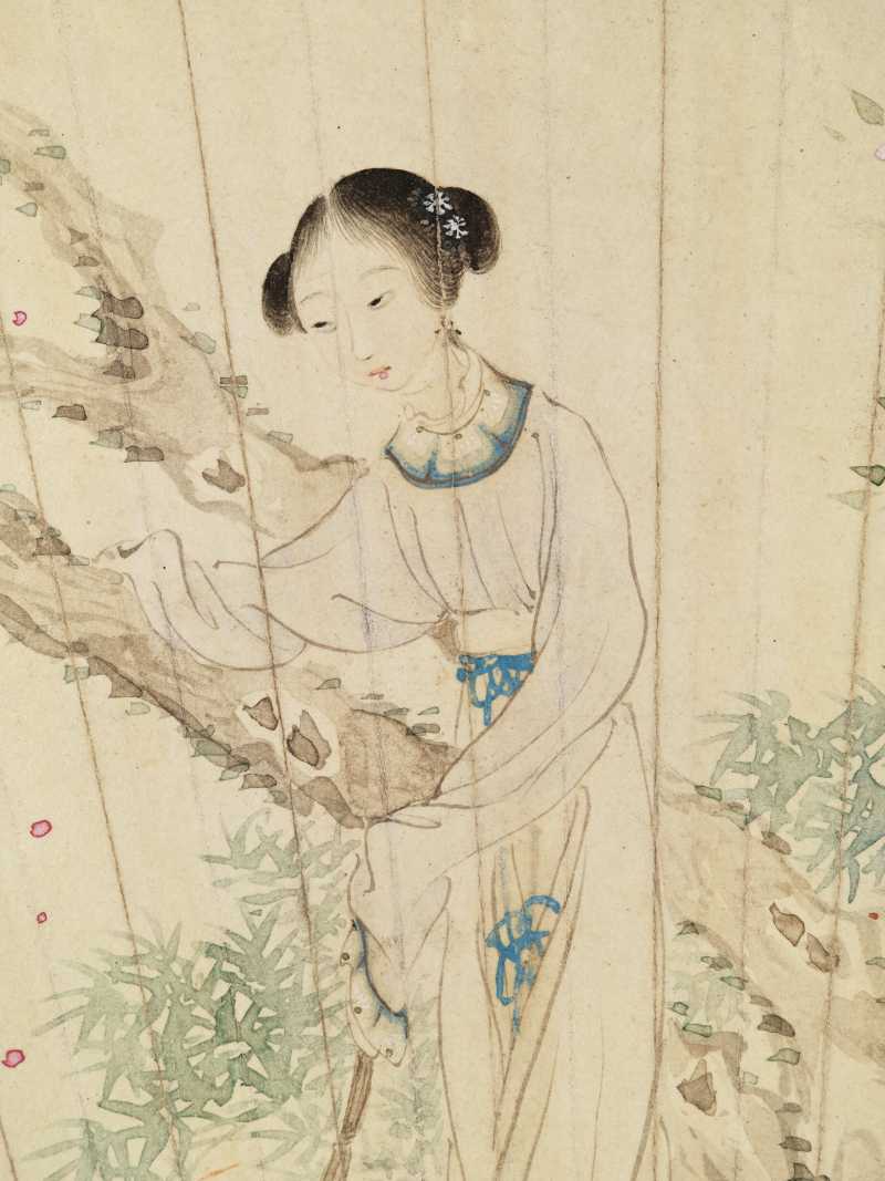 丁亥（1887年）、丁未（1907年）作 潘振节、潘振镛 仕女二帧 - 图12