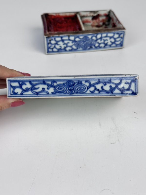 清中期 青花缠枝莲印泥盒 - 图4