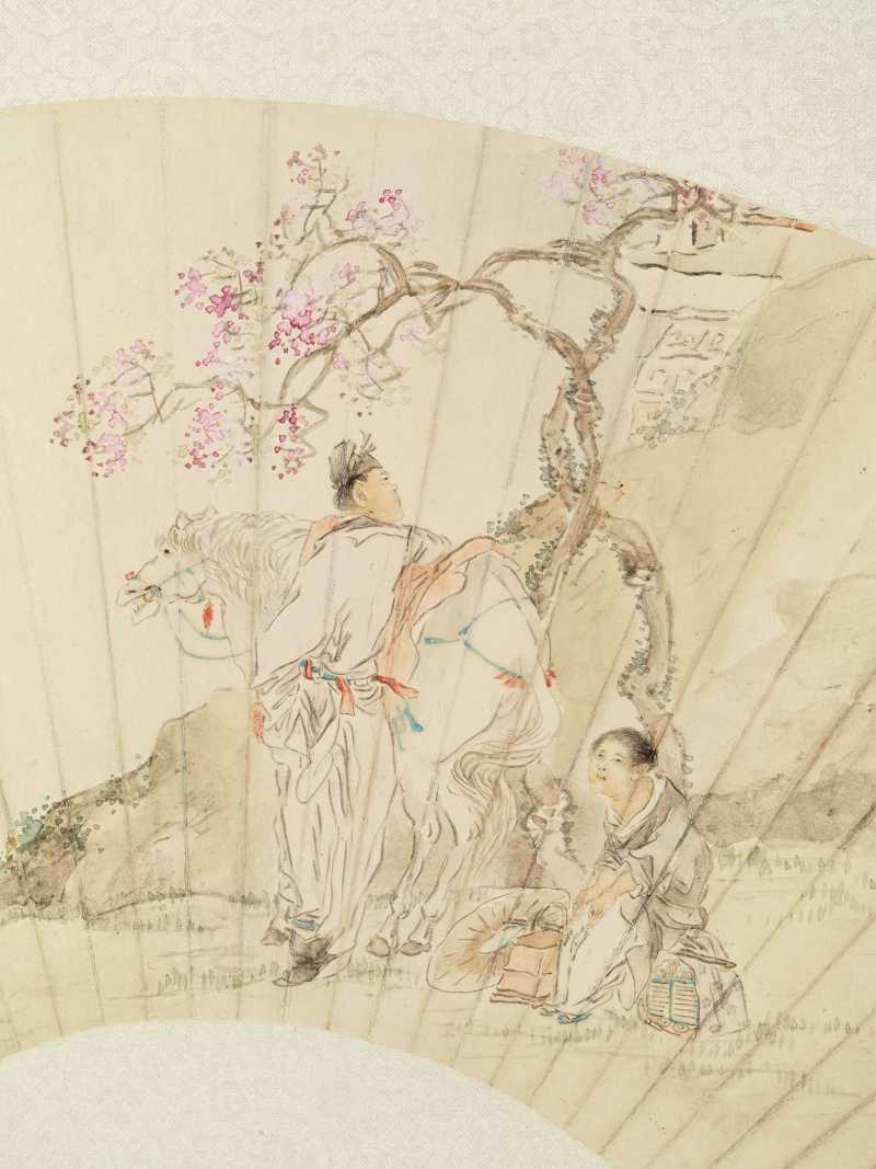 丙申（1896年）、甲子（1864年）作 沈心海、王礼 花鸟人物二帧 - 图9