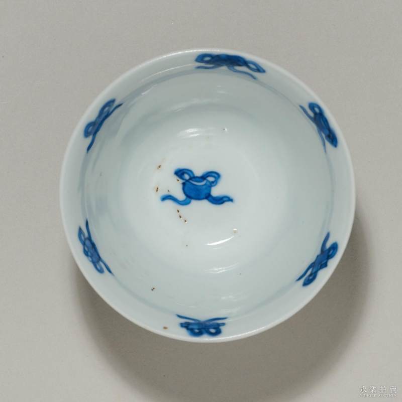 清康熙 青花教子图杯 - 图4