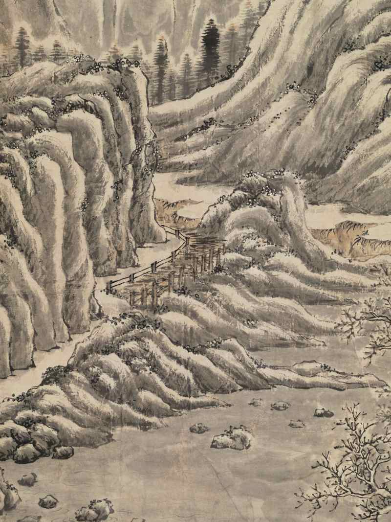 甲午（1834年）作 潘思牧（款） 仿戴文进关山积雪图通景六屏 - 图25