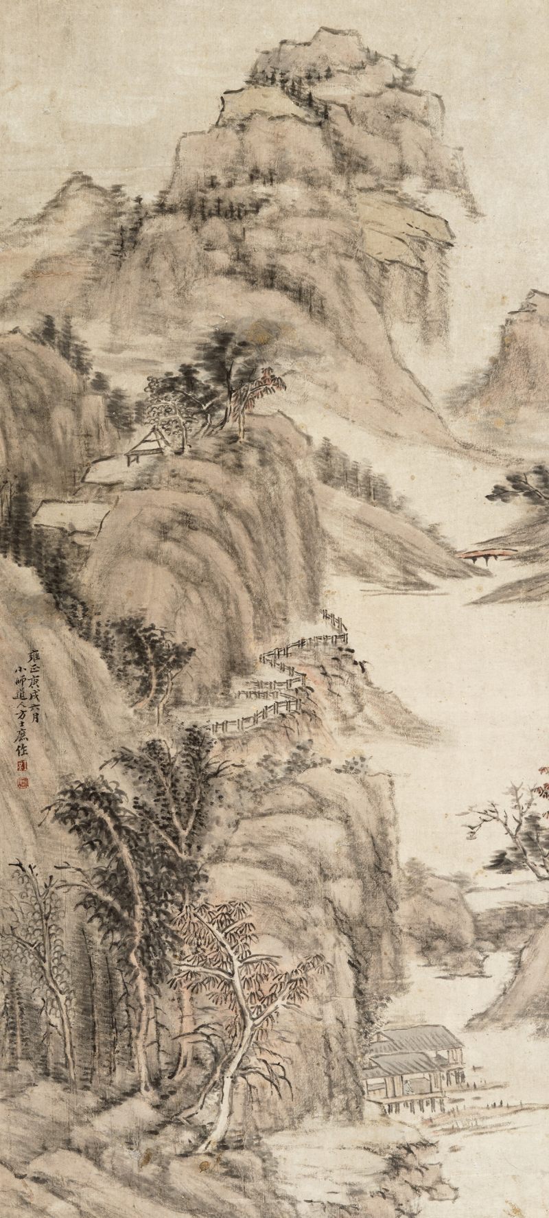 雍正庚戌（1730年）作 方士庶 江畔人家