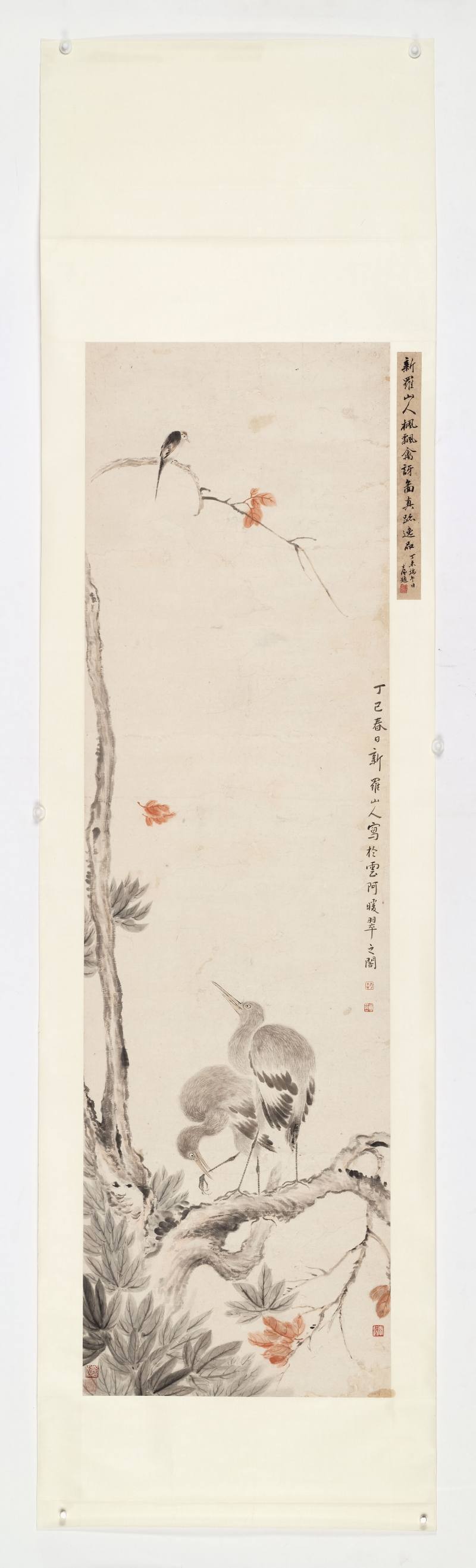 丁巳（1737年）作 华嵒（款） 枫飘禽讶图 - 图2