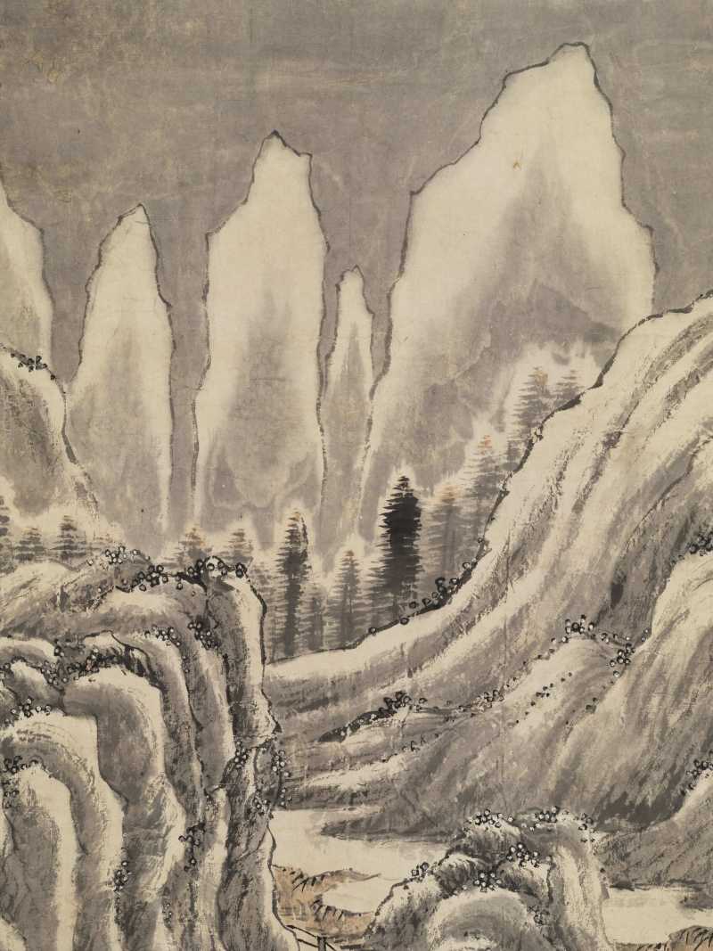 甲午（1834年）作 潘思牧（款） 仿戴文进关山积雪图通景六屏 - 图26