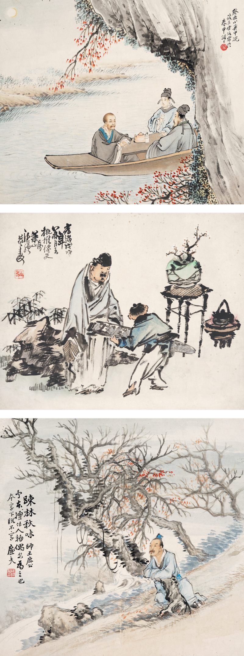 光绪戊戌（1898年）作 宋洛、陆恢、汪谦 人物三帧 - 图1