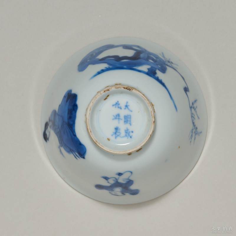 清康熙 青花教子图杯 - 图5