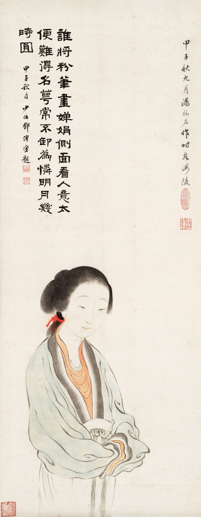甲子（1864年）作 汤禄名 仕女