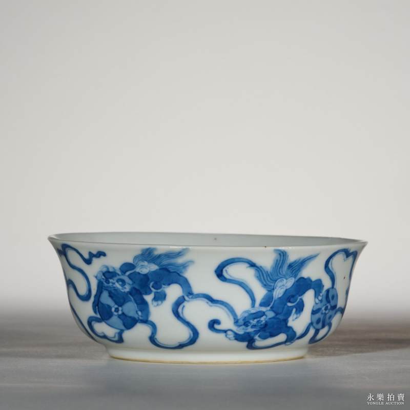 清光绪 青花狮子绣球碗 - 图2