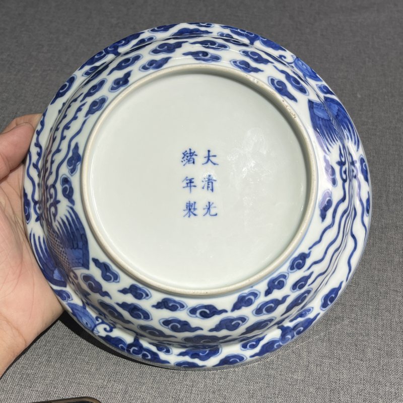 清光绪青花凤纹盖碗 - 图18