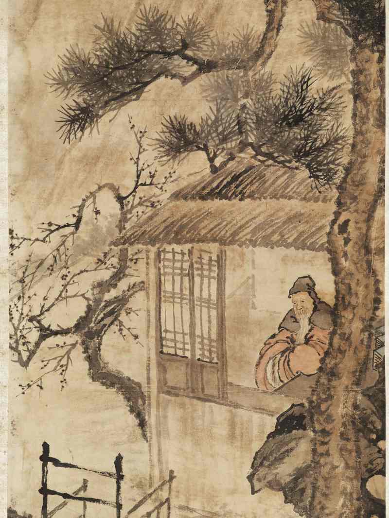 丁卯（1688年）作 高其佩（款） 寒斋独坐 - 图3