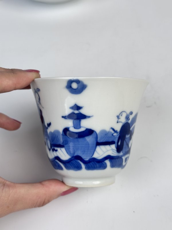 清中期青花海屋添筹图铃铛杯碟套 - 图7
