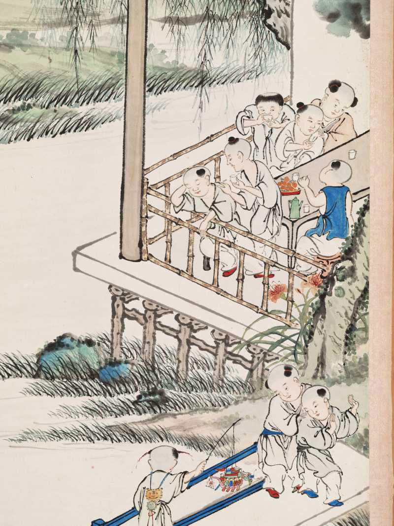 顾让 百子四屏 - 图17