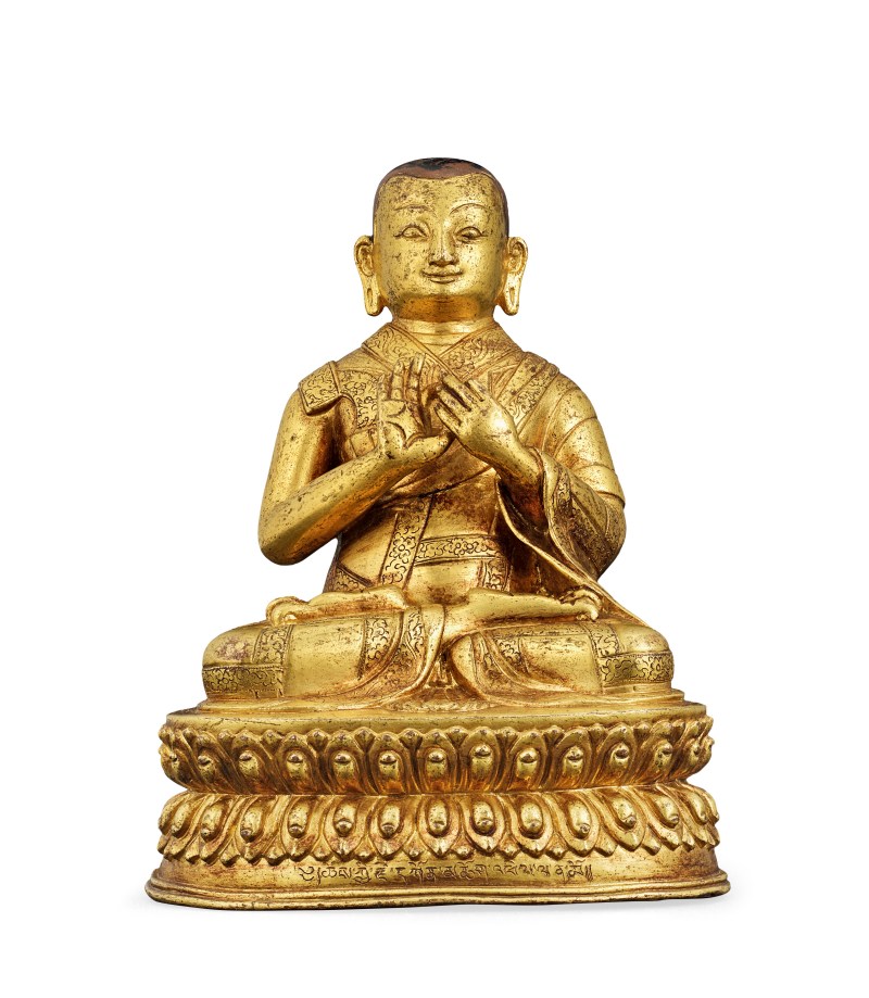 16世紀銅鎏金俄爾寺第七任堪千昆秋貝像 - 图1