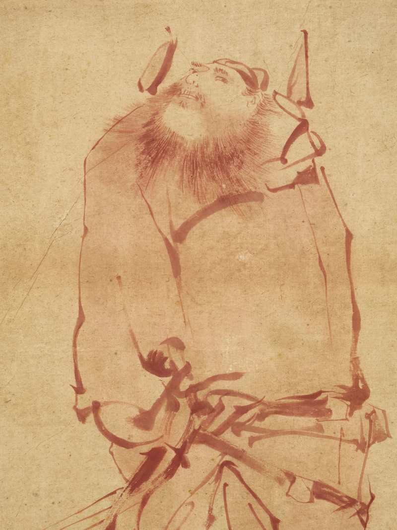 光绪戊寅（1878年）作 任颐（款） 朱砂钟馗 - 图3