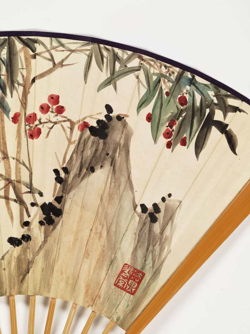 庚辰（1940年）、丁丑（1937年）作 汪溶、金执中、窦以锐、陈半丁 花鸟山水成扇三柄 - 图15