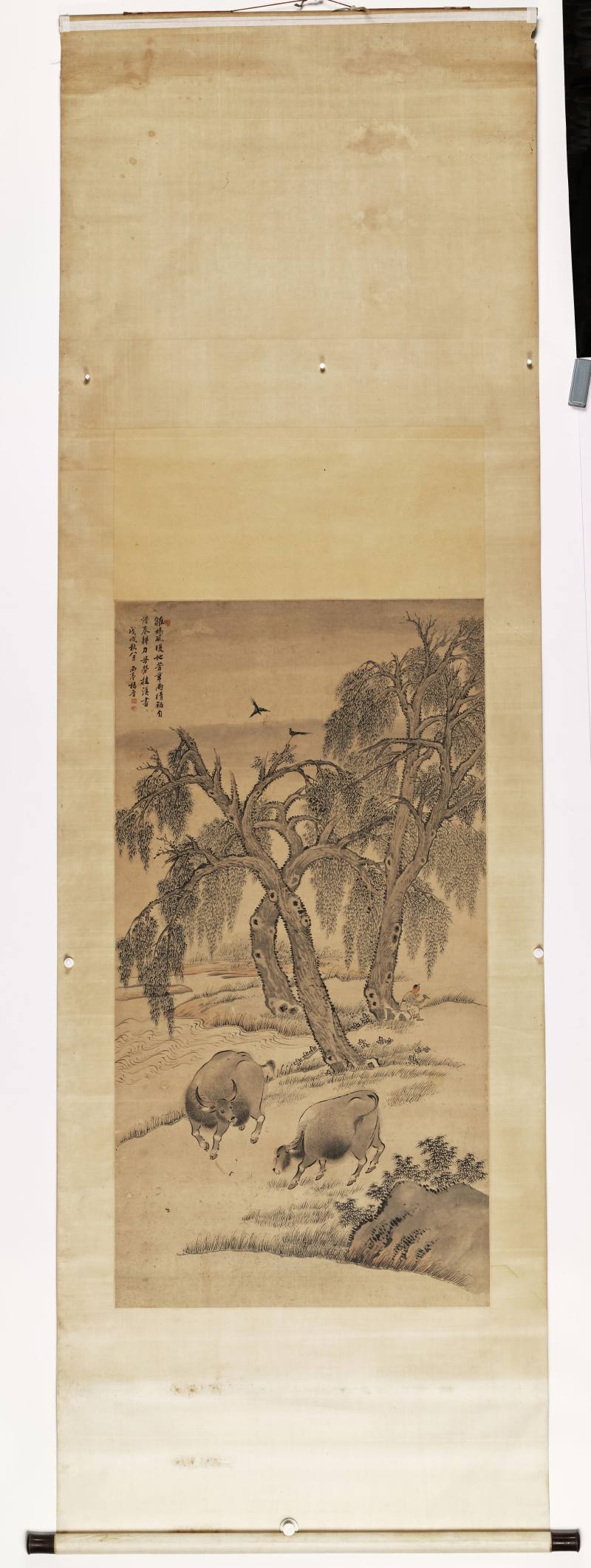 戊戌（1718年）作 杨晋（款） 柳溪放牧 - 图2