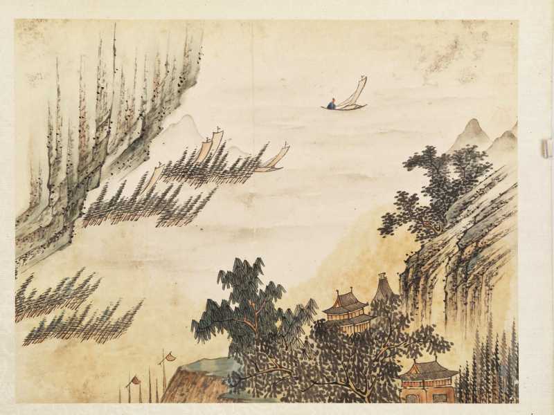 道光丙申（1836年）作 顾鹤庆（款） 仿赵大年笔意山水册 - 图11