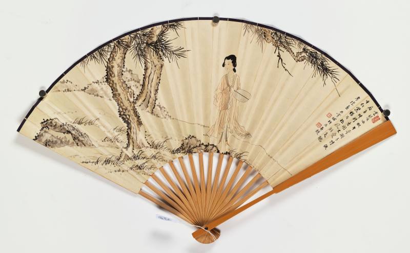 丁亥（1947年）作 卜孝怀、徐宗浩 松荫仕女·行书七言诗 - 图2