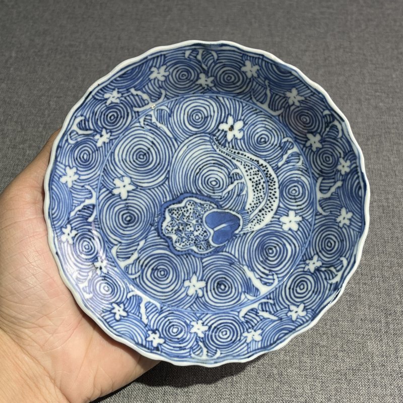 清康熙青花花卉纹盘 - 图4