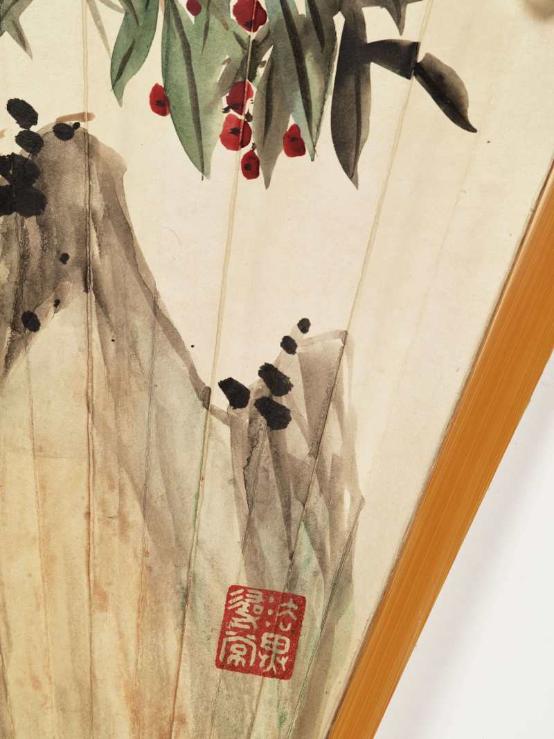 庚辰（1940年）、丁丑（1937年）作 汪溶、金执中、窦以锐、陈半丁 花鸟山水成扇三柄 - 图16