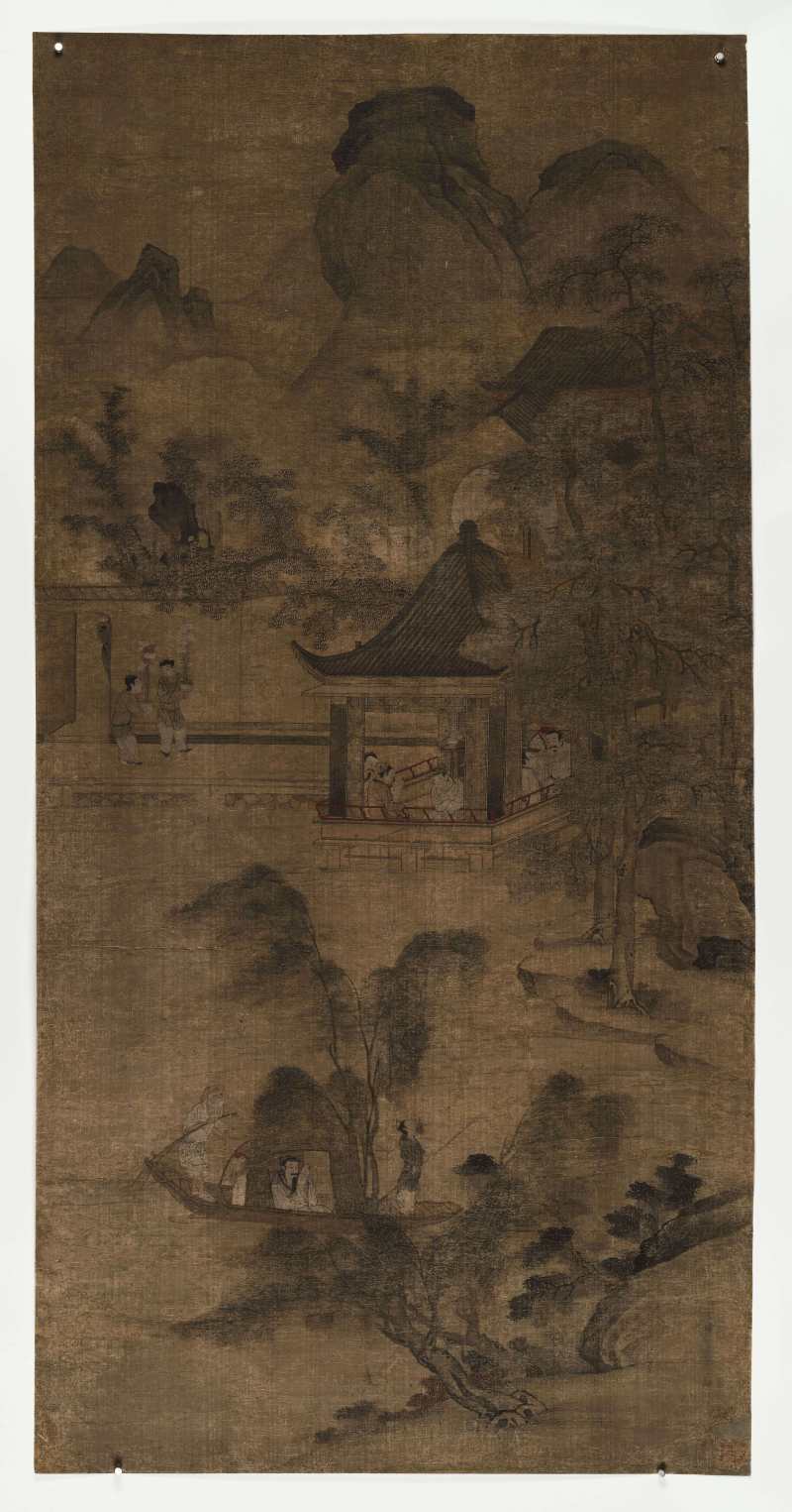 佚名 溪畔读书图 - 图2