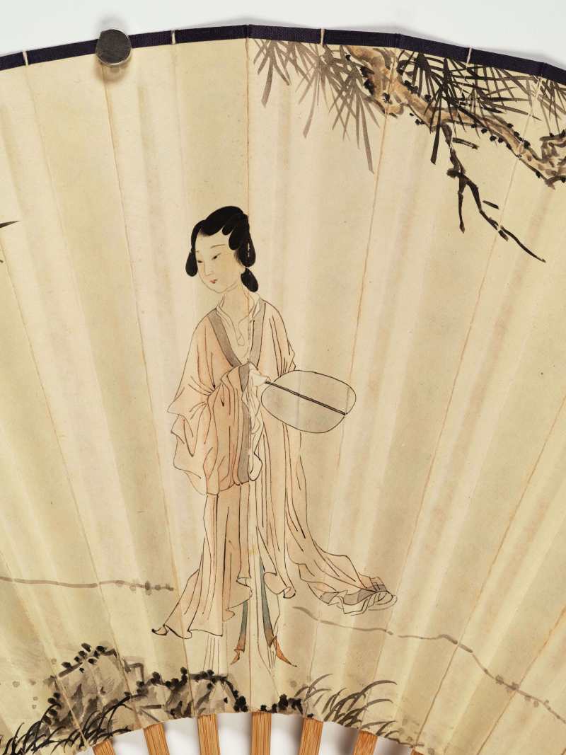 丁亥（1947年）作 卜孝怀、徐宗浩 松荫仕女·行书七言诗 - 图3