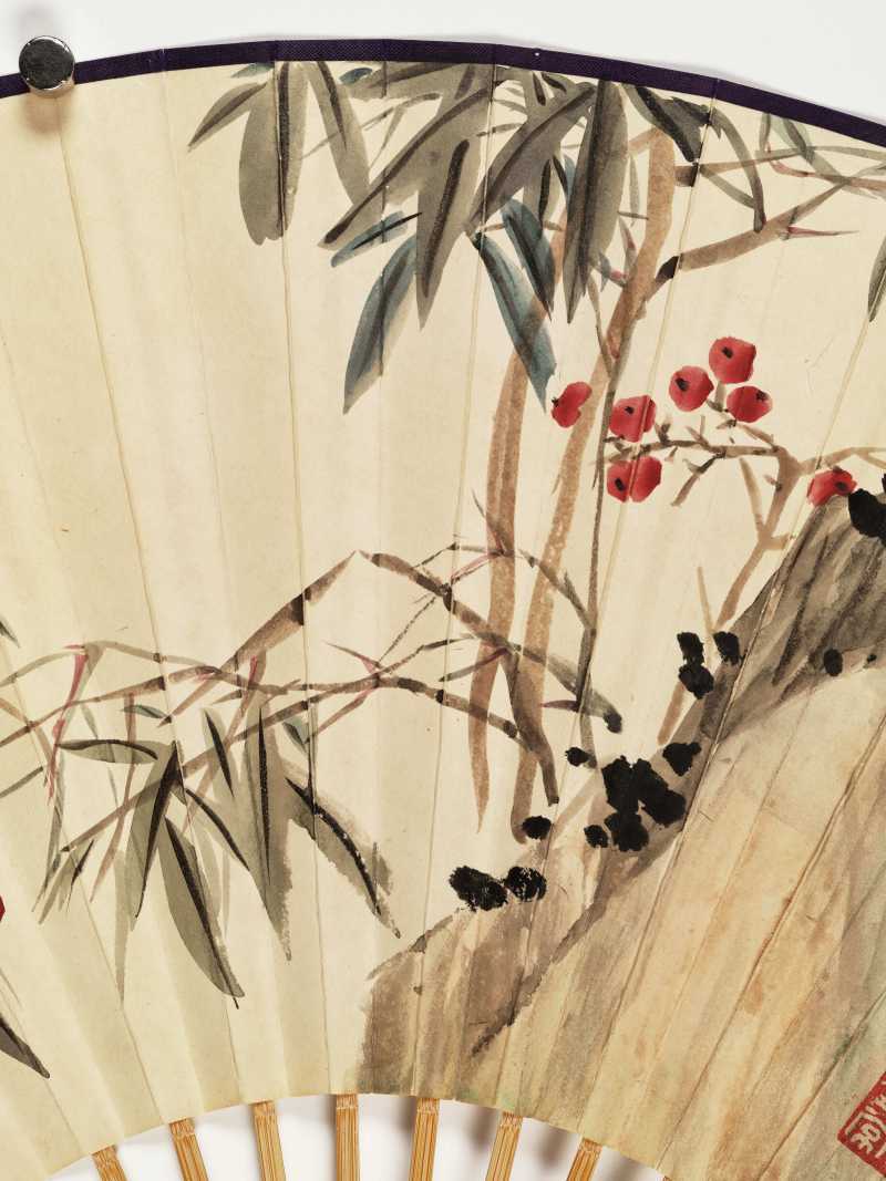 庚辰（1940年）、丁丑（1937年）作 汪溶、金执中、窦以锐、陈半丁 花鸟山水成扇三柄 - 图17