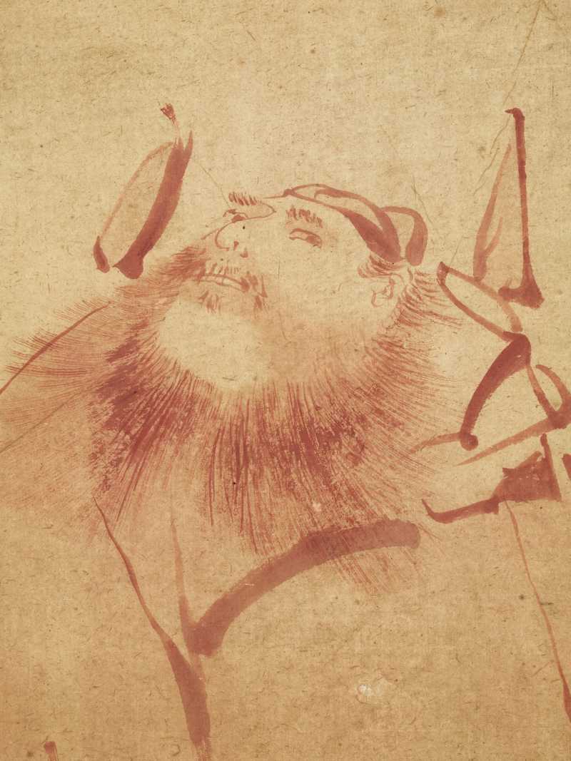 光绪戊寅（1878年）作 任颐（款） 朱砂钟馗 - 图5