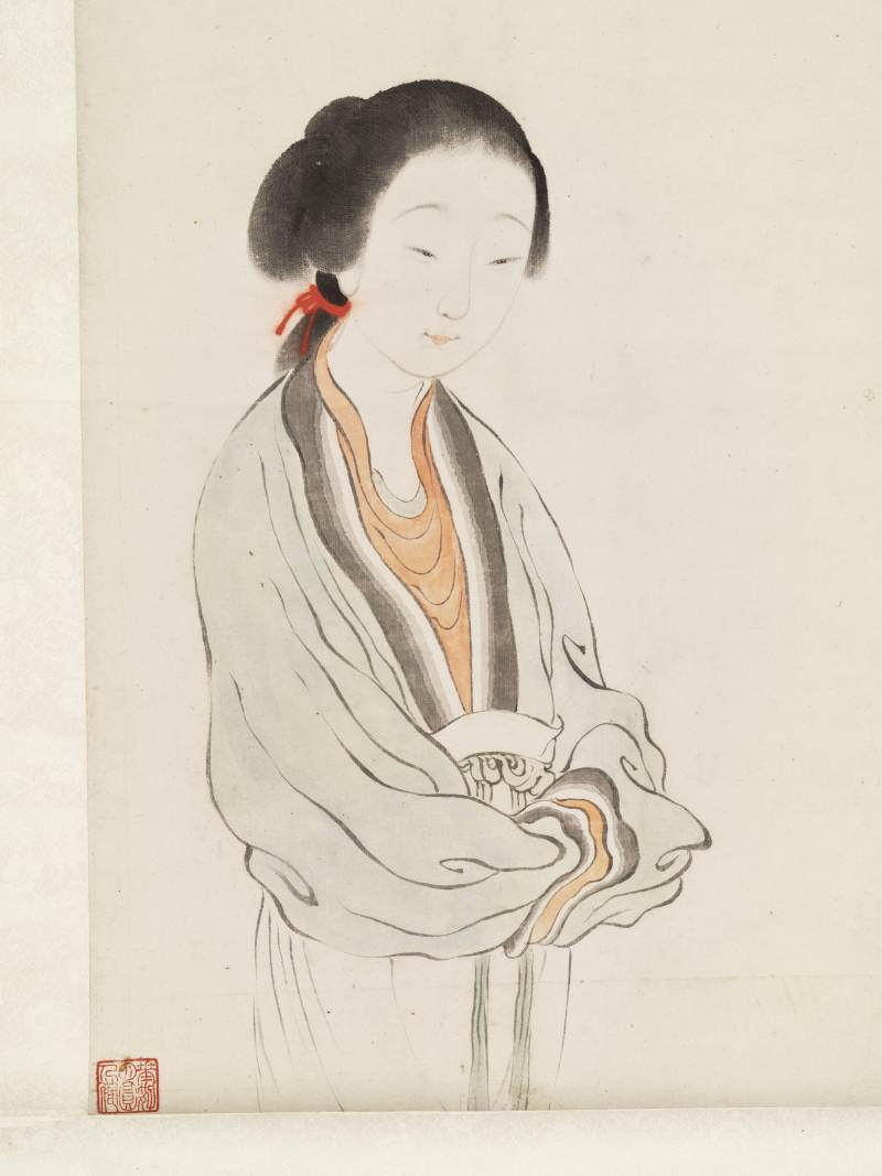 甲子（1864年）作 汤禄名 仕女 - 图3