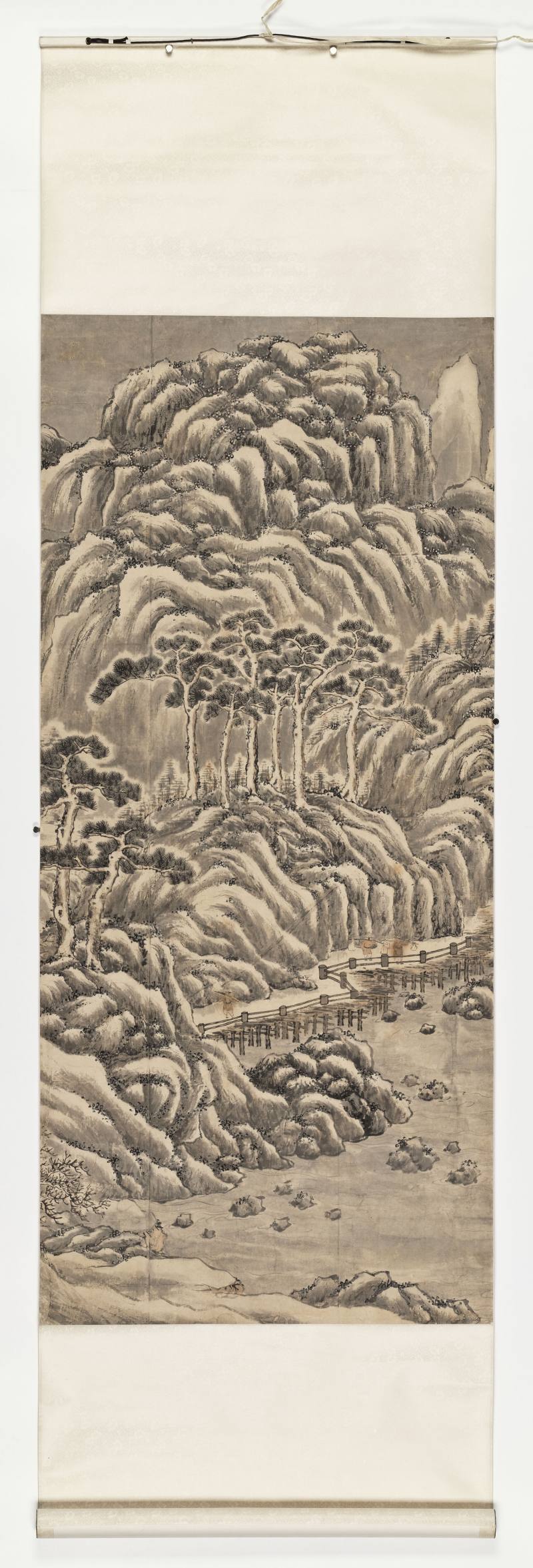甲午（1834年）作 潘思牧（款） 仿戴文进关山积雪图通景六屏 - 图30