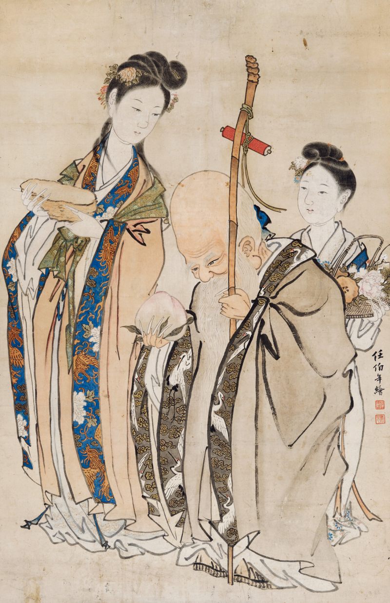任颐（款） 祝寿图