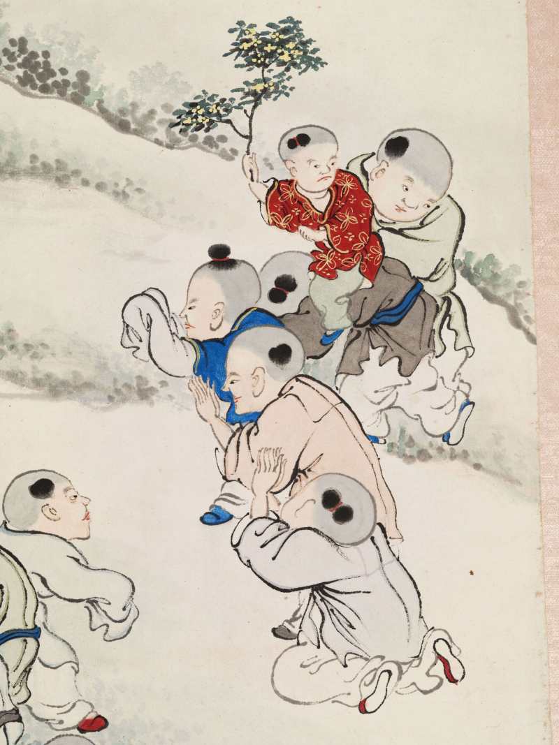 顾让 百子四屏 - 图12