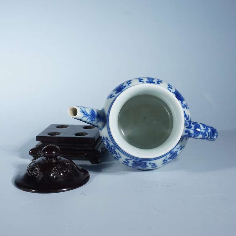 清晚期青花缠枝花卉八宝纹盉盒 - 图2