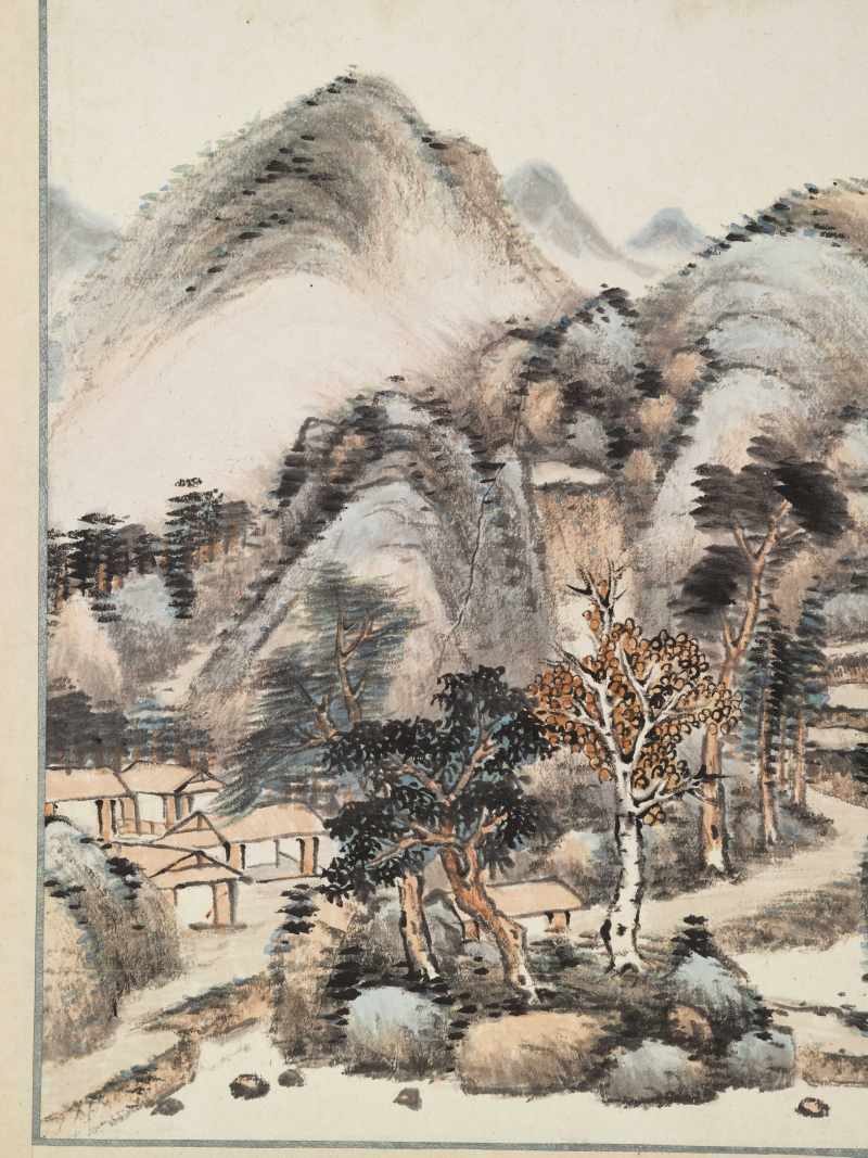 甲申（1944年）作 洪范、郑石桥、沈蔚文 山水花卉三帧 - 图10