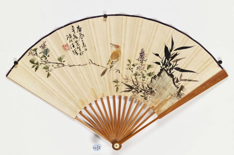 庚辰（1940年）、丁丑（1937年）作 汪溶、金执中、窦以锐、陈半丁 花鸟山水成扇三柄 - 图21