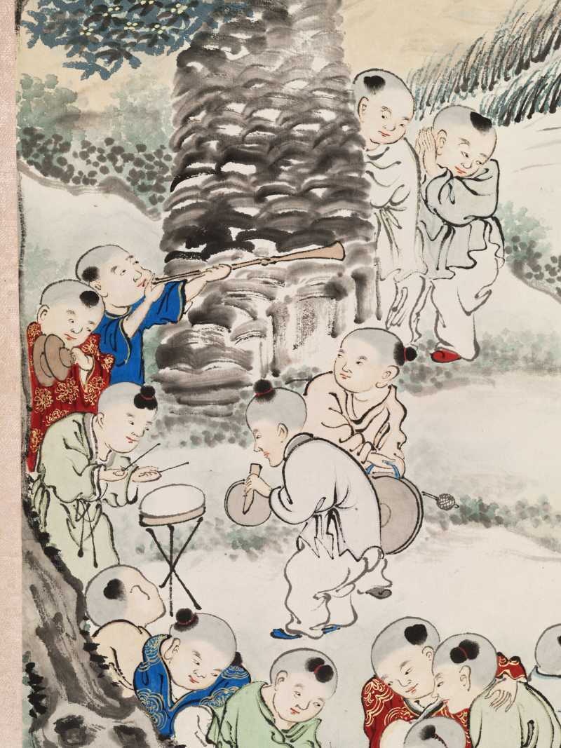 顾让 百子四屏 - 图14