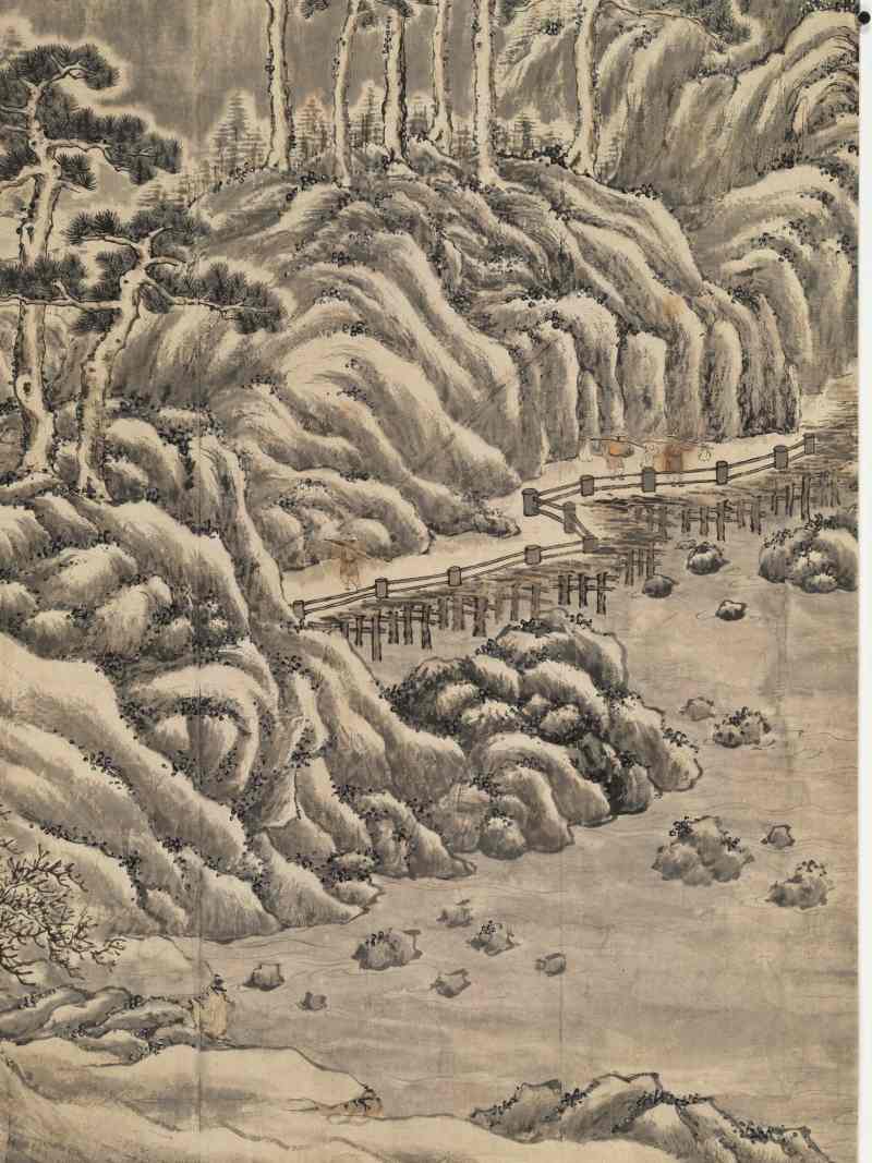 甲午（1834年）作 潘思牧（款） 仿戴文进关山积雪图通景六屏 - 图32