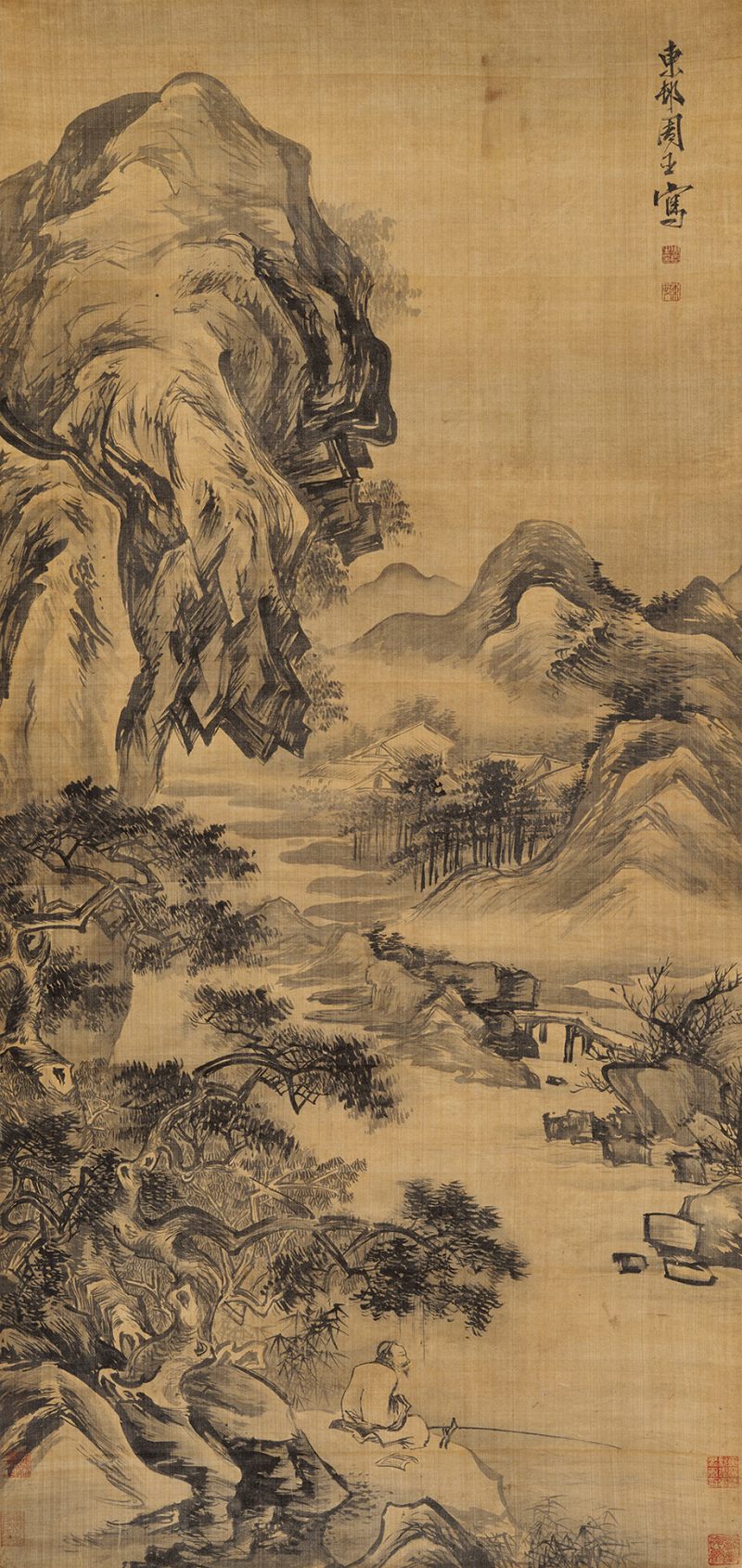 周臣（款） 溪山独钓