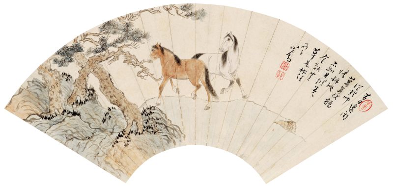 溥儒 松下双骏