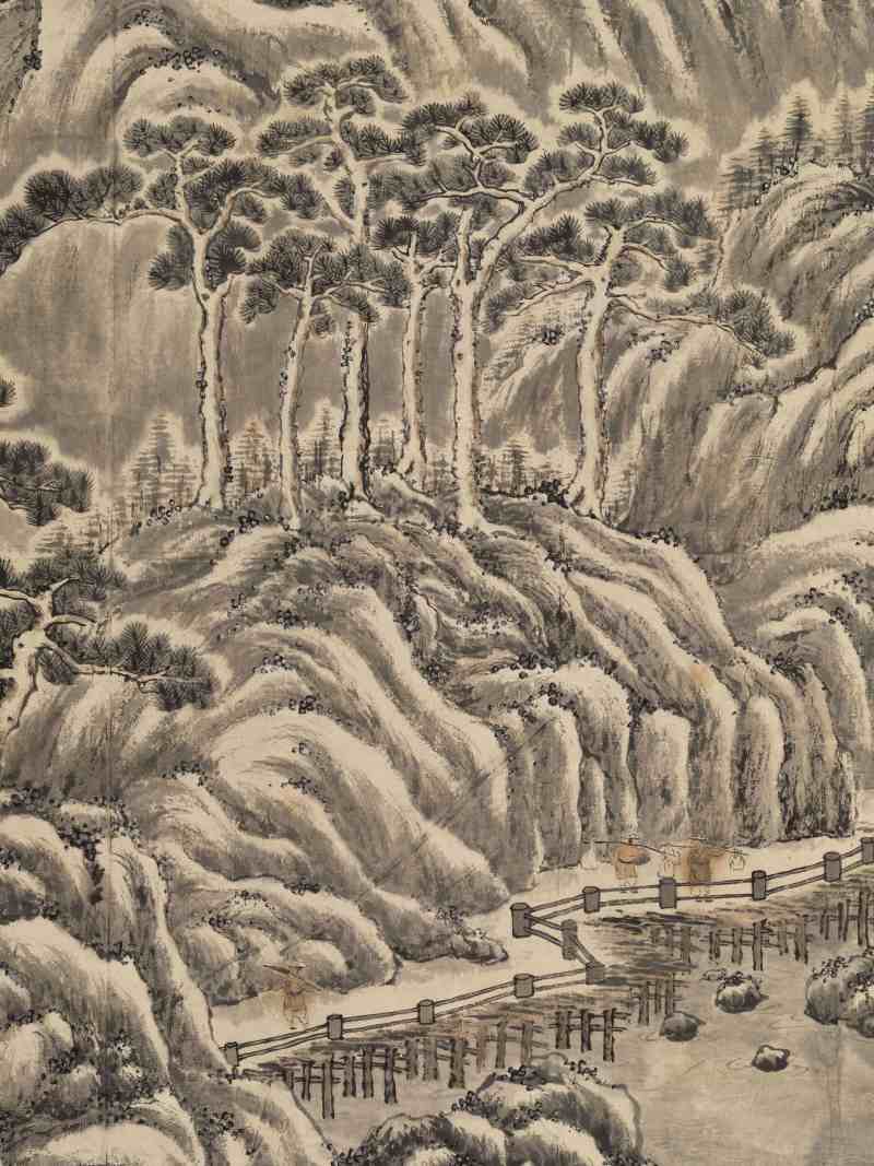 甲午（1834年）作 潘思牧（款） 仿戴文进关山积雪图通景六屏 - 图33