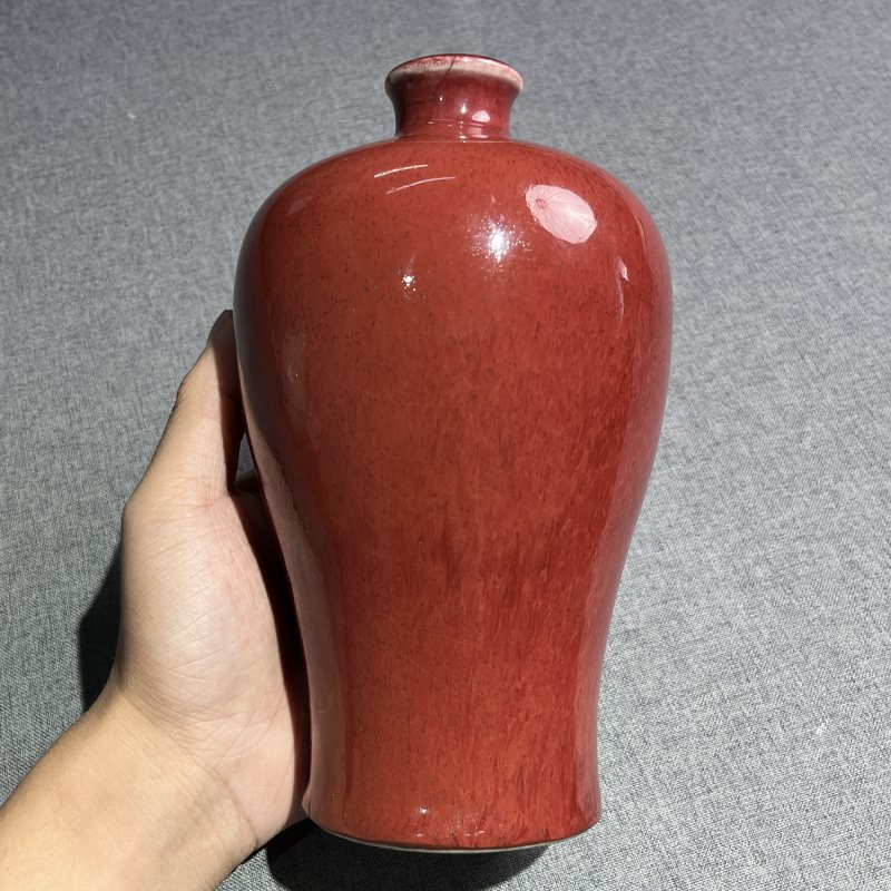 清红釉窑变梅瓶 - 图4
