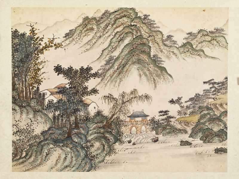 道光丙申（1836年）作 顾鹤庆（款） 仿赵大年笔意山水册 - 图17