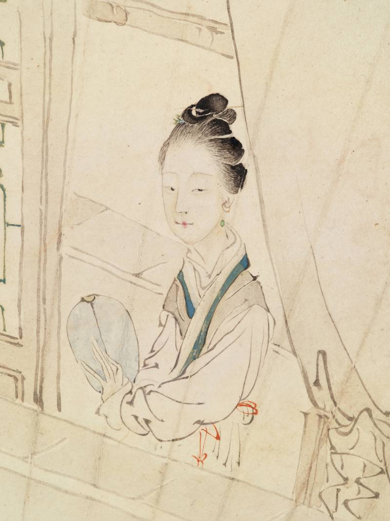 庚寅（1890年）、丙子（1876年）作 沙馥 人物花鸟五帧 - 图19
