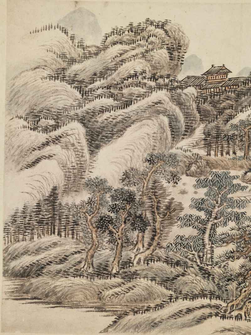 庚申（1680年）作 王翚（款） 仿元人山水二帧 - 图3