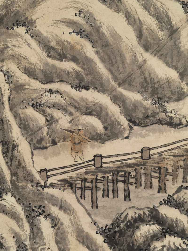 甲午（1834年）作 潘思牧（款） 仿戴文进关山积雪图通景六屏 - 图34