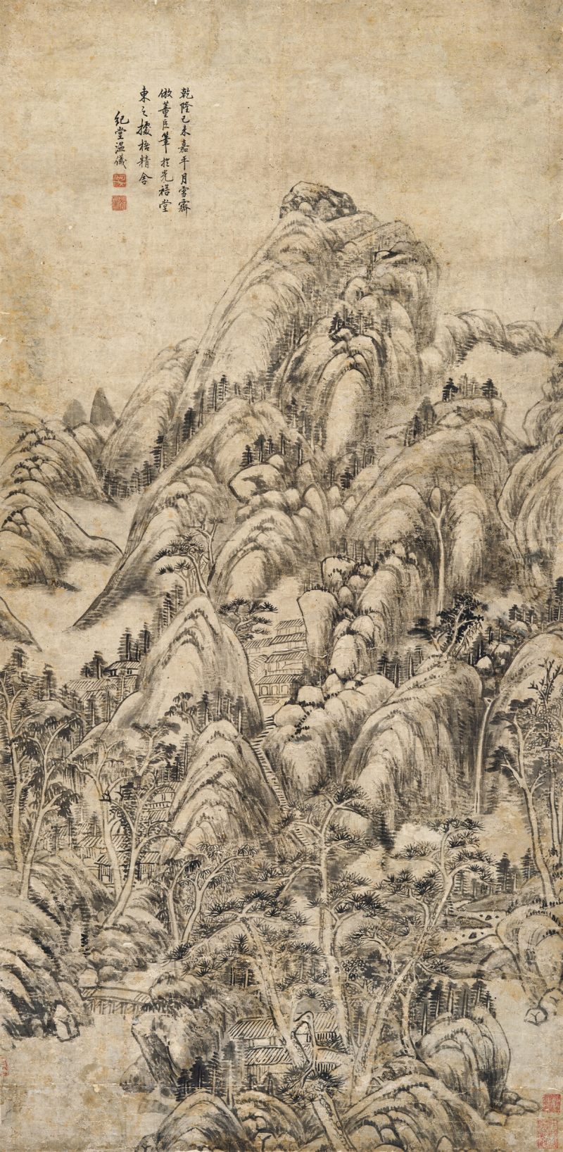 乾隆己未（1739年）作 温仪 仿董山水